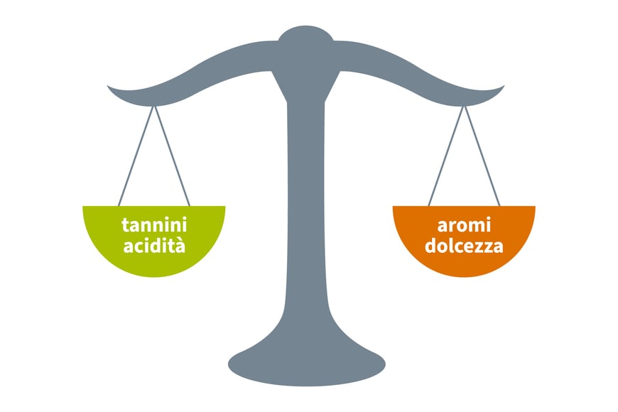 Rappresentazione grafica dell’armonia tra acidità e dolcezza nei vini.